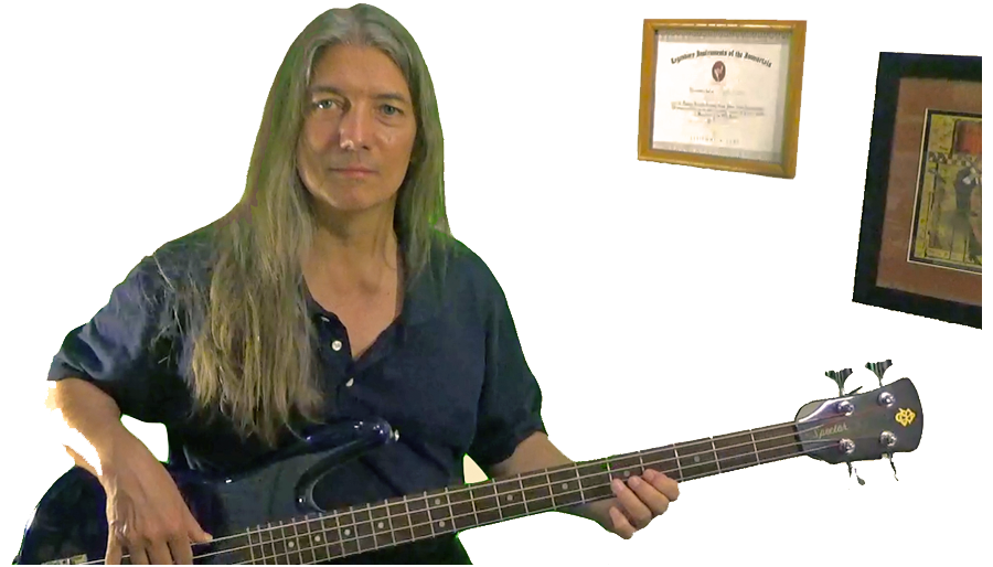 Teacher show How a Bass Guitar works in the online Bass Lessons 